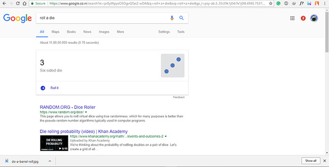 roll a die- google easter eggs